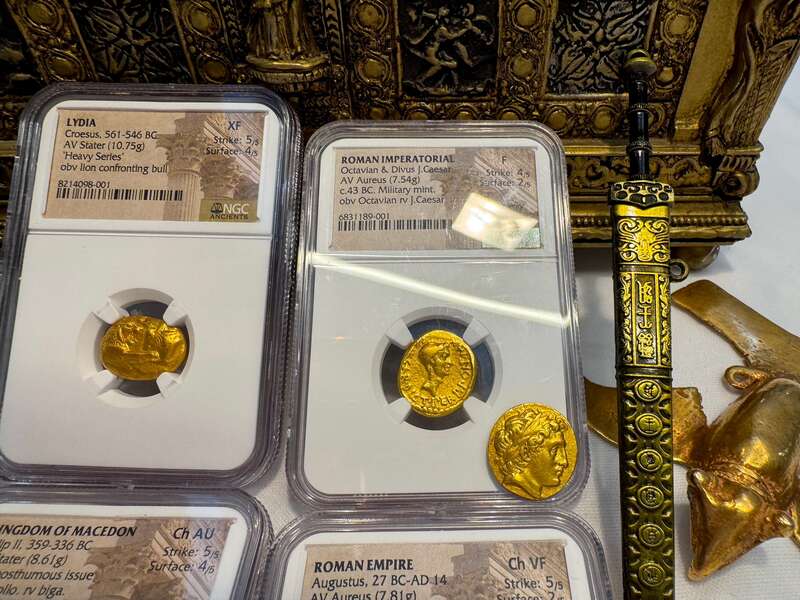 Roman Imperatorial "Octavian" 43AD NGC F 4x2 11