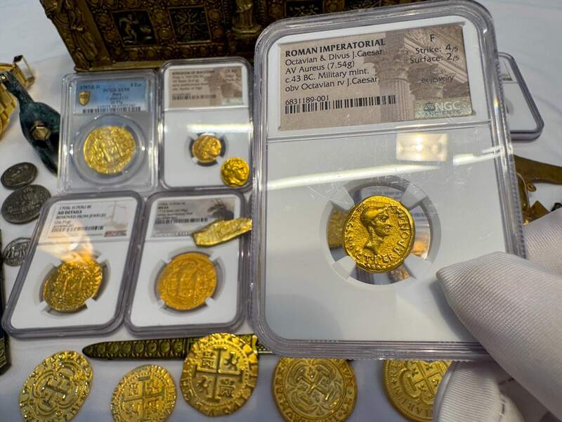 Roman Imperatorial "Octavian" 43AD NGC F 4x2 23