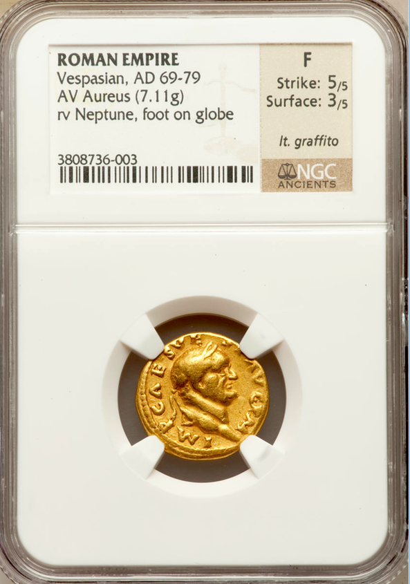ROMAN EMPIRE "VESPASIAN" 69-79 "CAESAR" COLOSSEUM AV AUREUS GOLD ~ NGC FINE 5x3 ~