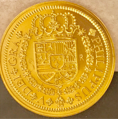 Spain  8 Escudos  1723  Gold Plated 18k  1715 Plate Fleet Era 4