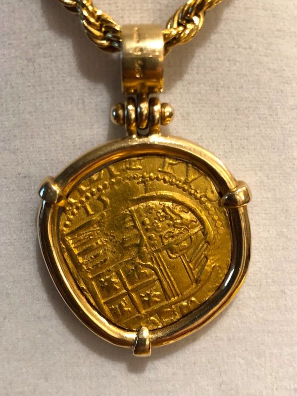 Spain 2 Escudos 1592 "DATED" Pirate Gold Coins Shipwreck Treasure Necklace