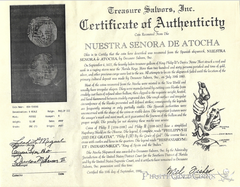 Bolivia "Atocha 1622 Shipwreck" ND 4 Reales Grade 1 5