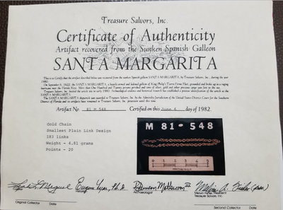 Atocha/ Santa Margarita Gold Chain 183 Links 25cm 1622 Shipwreck Treasure 6