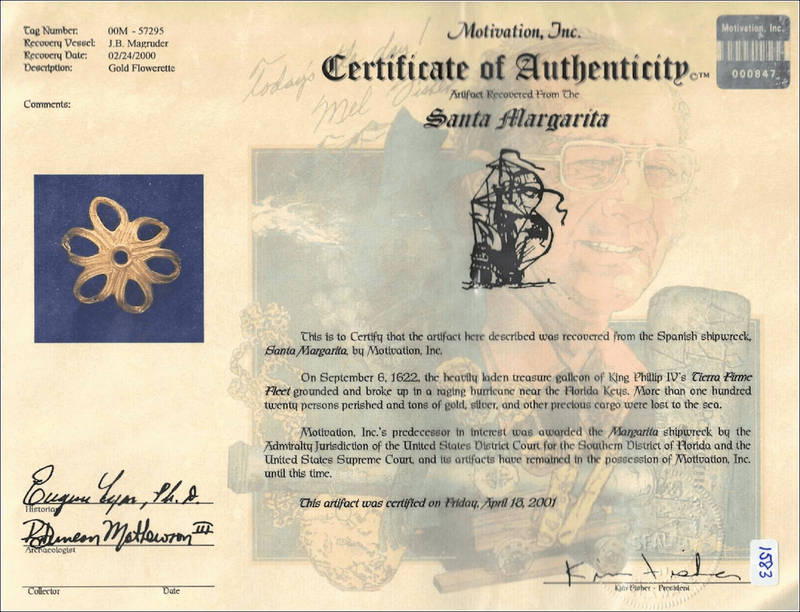 Santa Margarita Gold Florette and Shipwreck Pearl Artifact 15