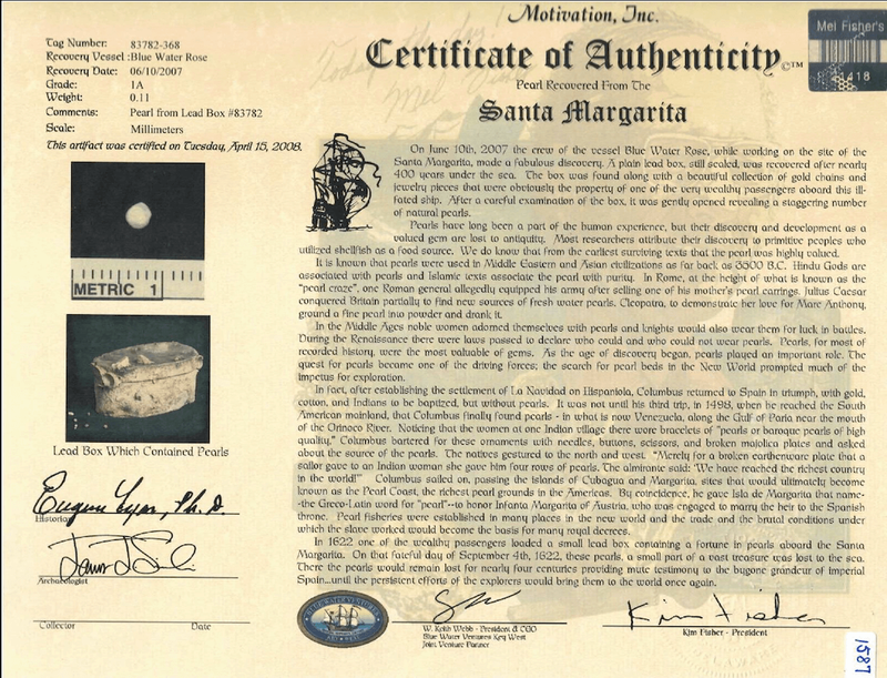 Santa Margarita Gold Florette and Shipwreck Pearl Artifact 16