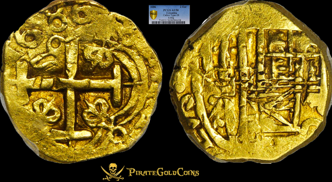 Dated | Colombia 2 Escudos | Pirate Gold Coins 9