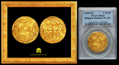 BELGIUM  1346-84  LOUIS de MALE CHAISE d'Or   ~ PCGS 62 ~ 9