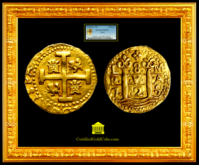 Peru 8 Escudos 1725 "Luis I" PCGS 45 Finest of Only 1 Known 3