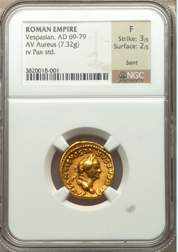 ROMAN EMPIRE "VESPASIAN" 69-79 "CAESAR" COLOSSEUM AV AUREUS GOLD ~ NGC FINE 3x2 ~