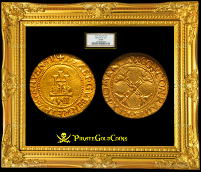 Italy, Genoa 1541 "Full Date" Gold Scudo D'Oro NGC 40! Most Undated! 3