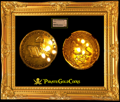 ​MEXICO 1828 GO MJ "FINEST OF ONLY 4 KNOWN!" 8 ESCUDOS NGC 61 PROOF LIKE GOLD COIN 3