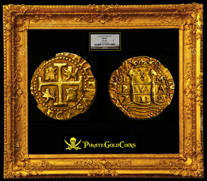 Peru 8 Escudos 1712 "1715 Plate Fleet" NGC 40 Full Double Date