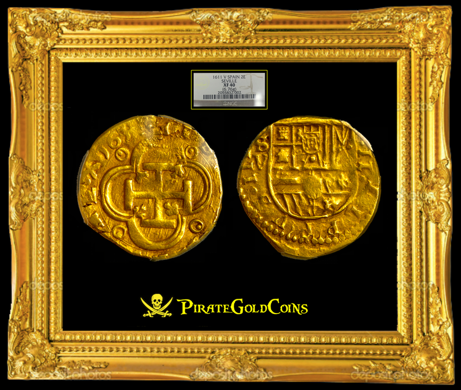 Spain 2 Escudos 1611 "Dated- Seville" NGC 40 
