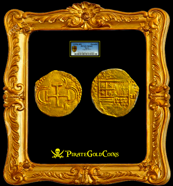 Spain 1 Escudo 1556-80 "Gold Fleece Shipwreck" PCGS 62