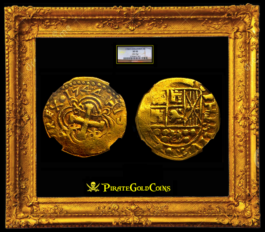 Colombia 8 Escudos 1744 NGC 45 Only 1 Known
