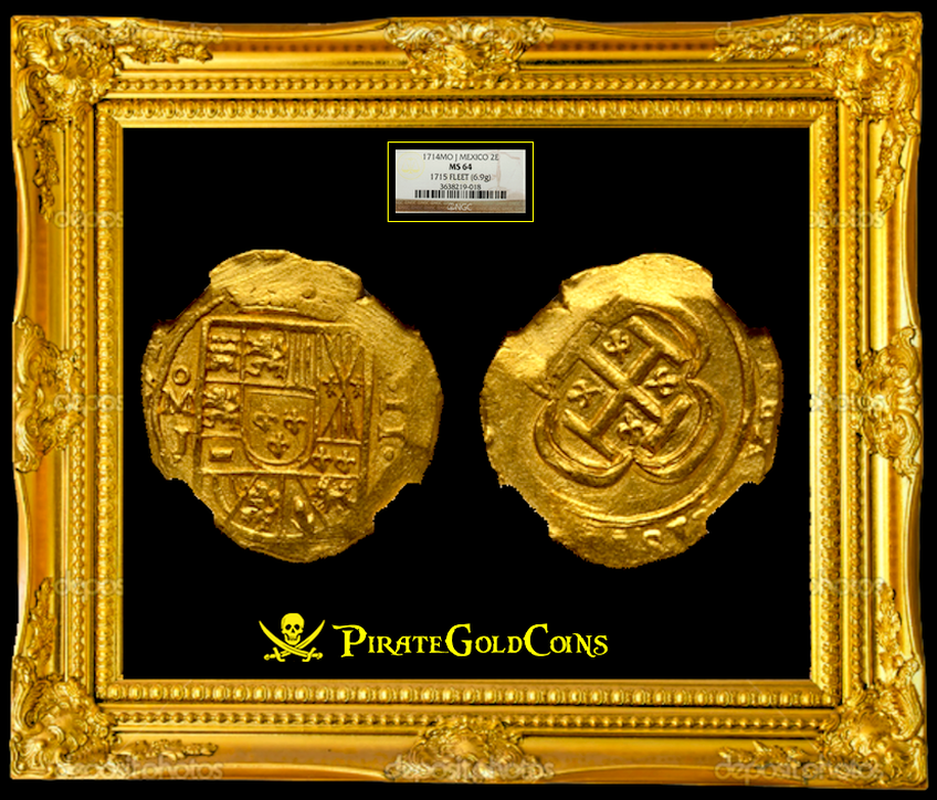Mexico 2 Escudos 1714 "1715 Plate Fleet Shipwreck" NGC 64