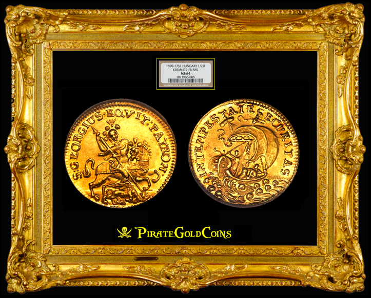 HUNGARY 1/2 DUCAT 1690- 1751 "KNIGHT SLAYING DRAGON" ~ NGC 64 ~