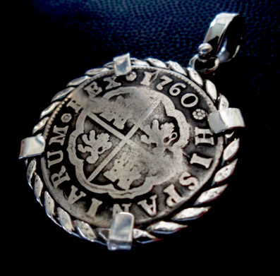 Spain 2 Reales 1760 Pendant Shipwreck Jewelry Treasure Coin Necklace