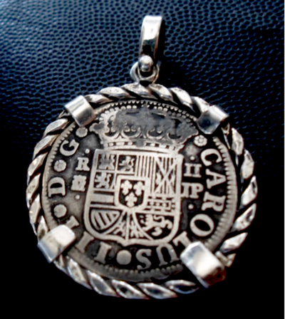 Spain 2 Reales 1760 Pendant Shipwreck Jewelry Treasure Coin Necklace 3
