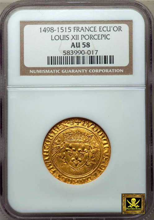 FRANCE  1498-1515  "LOUIS XII"  ECU' OR  ~ NGC 58 ~