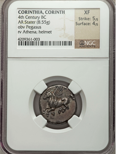 ​CORINTHIA CORINTH 4th CENTURY BC "PEGASUS & ATHENA" NGC XF 5 x 4 AR STATER 2