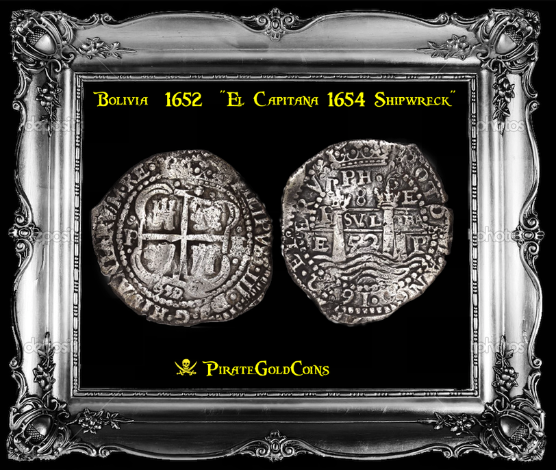 Bolivia, Potosi  8 Reales  1652  "El Capitana Shipwreck 1654"  3 Dates!