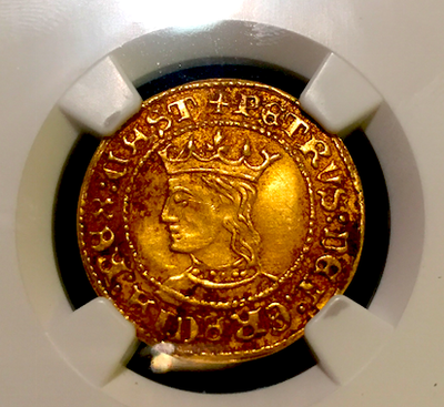 SPAIN 1350  DOBLA "KING PEDRO I (PETER)" SEVILLE MINT  NGC 50 ! 6