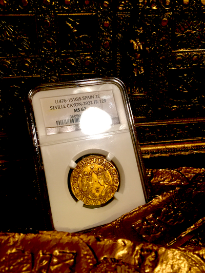 Spain 1476-1516 2 Excellentes Columbus Coin- Marco Polo ~ NGC 62 ~ Mint State! 5