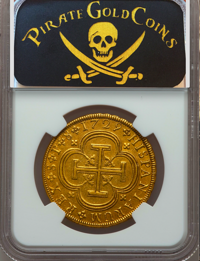 Spain  8 Escudos  1729  "Only 3 Known!"  NGC 50  Gold Doubloon 3