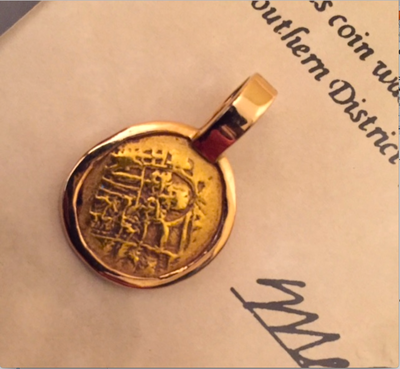 Mexico 1 Escudo 1711 "1715 Plate Fleet Shipwreck Jewelry Treasure Coin"  w/  Mel Fisher COA 2