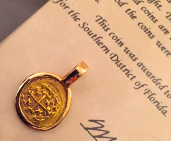 Mexico 1 Escudo 1711 "1715 Plate Fleet Shipwreck Jewelry Treasure Coin" w/ Mel Fisher COA