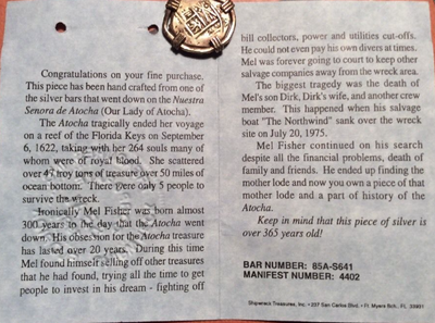 Spain 2 Escudos Coin from Real Atocha Silver Treasure Bar 5