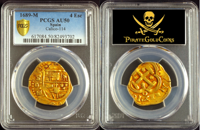Spain  4 Escudos  1689 "Dated!"  PCGS 50 10