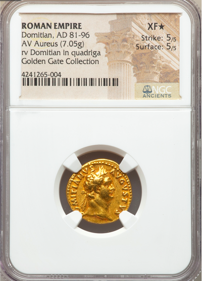 Roman Empire  "Domitian"  Aureus  NGC  XF★ 5x5 10