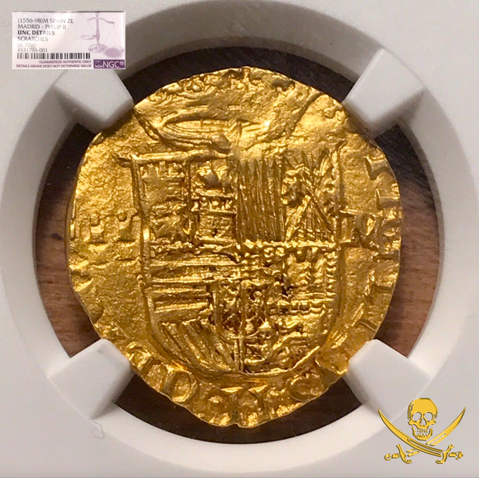 Spain  2 Escudos  1556-98  NGC Uncirculated Details