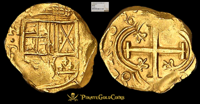 Colombia  2 Escudos  1665  "Partially Dated!"  NGC 64 4