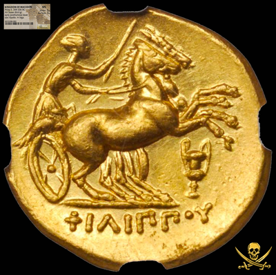 Kingdom of Macedon "Philip II" 359-336 BC  NGC MS 5x3 Ancient Gold Coin 5