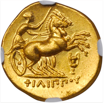 Kingdom of Macedon "Philip II" 359-336 BC  NGC MS 5x3 Ancient Gold Coin 6