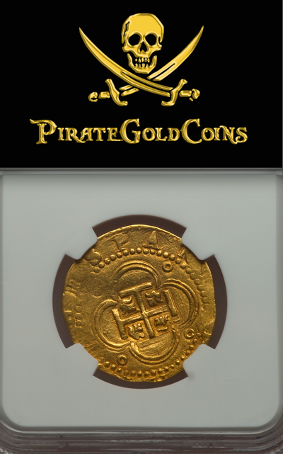 Spain 4 Escudos 1556-98 "Full Crown" NGC 55 Pirate Treasure Shipwreck Gold 3