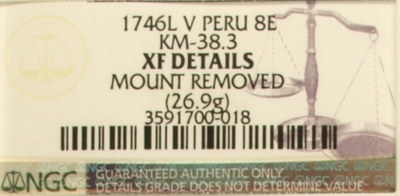 Peru 8 Escudos 1746 "Stars" NGC XF Details Pirate Gold Coins Treasure 5