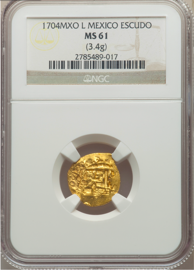 Mexico 1 Escudo 1704 "Only 1 Known - Fleet Shipwreck" NGC 61 2