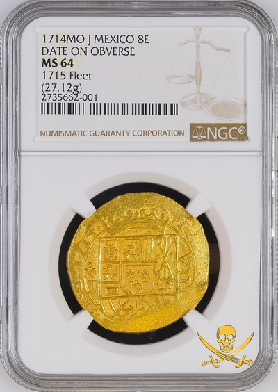 Mexico 8 Escudos 1714 "1715 Plate Fleet Shipwreck" NGC 64 Pirate Gold Coins 5