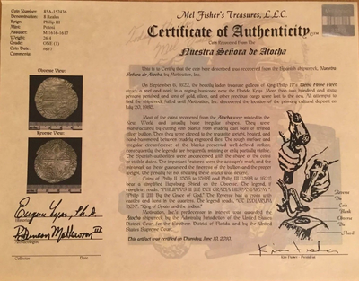 Atocha Mel Fisher 1617 8 Reales Grade 1 Pendant Shipwreck Treasure 6