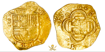 Spain 2 Escudos 1613 "Dated" NGC 53 Pirate Gold Coins Treasure 16