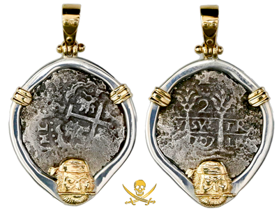 Peru 2 Reales 1707 "Princess Louisa 1743 Shipwreck" Pirate Gold Coins 2