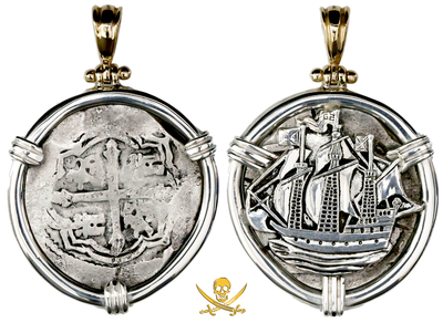 Mexico 4 Reales Philip IV w/ Galleon Ship Pirate Gold Coins Jewelry Treasures 2