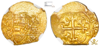 Mexico 1 Escudo 1711 "Dated - 1715 Plate Fleet Shipwreck" NGC 58 13