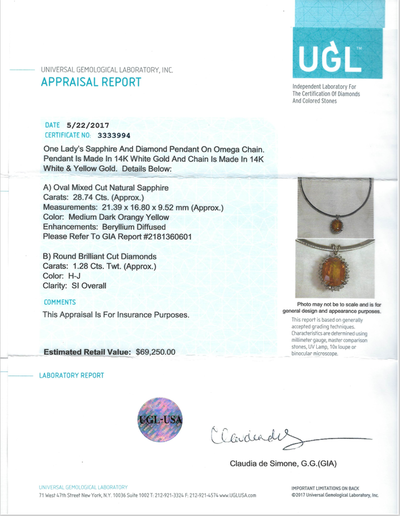 Orange Sapphire 28ct Oval Ring w/ Diamonds GIA Pirate Gold Coins Jewelry 8