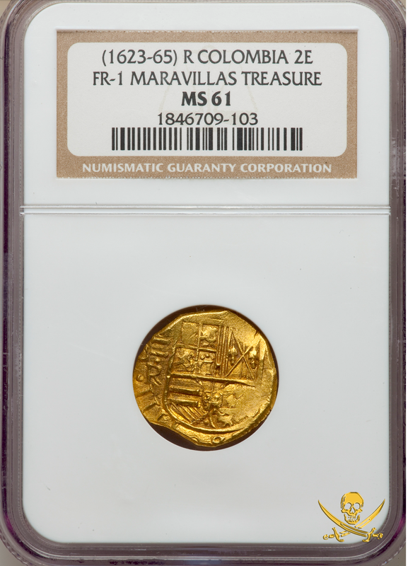 Colombia 2 Escudos 1623-65 "Maravillas Treasure" NGC 61