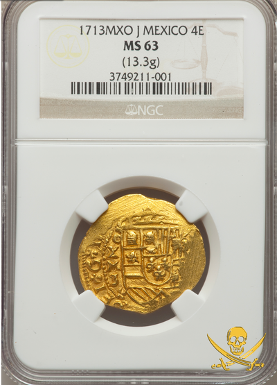 Mexico 4 Escudos 1713 NGC 63 2